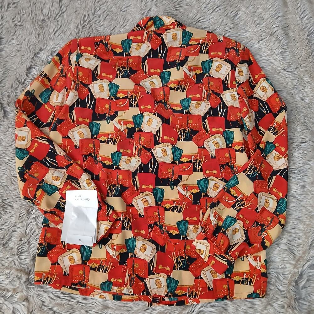 VTG Jordan Blouse Sz 10 Made in Korea Purse Novelty Print Button Down Shirt 80s - Picture 7 of 7